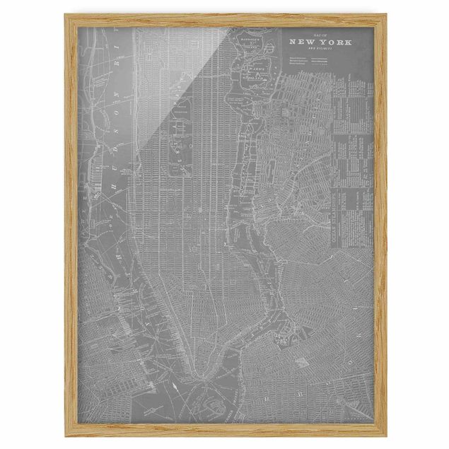 Bilder mit Rahmen Vintage Stadtplan New York Manhattan