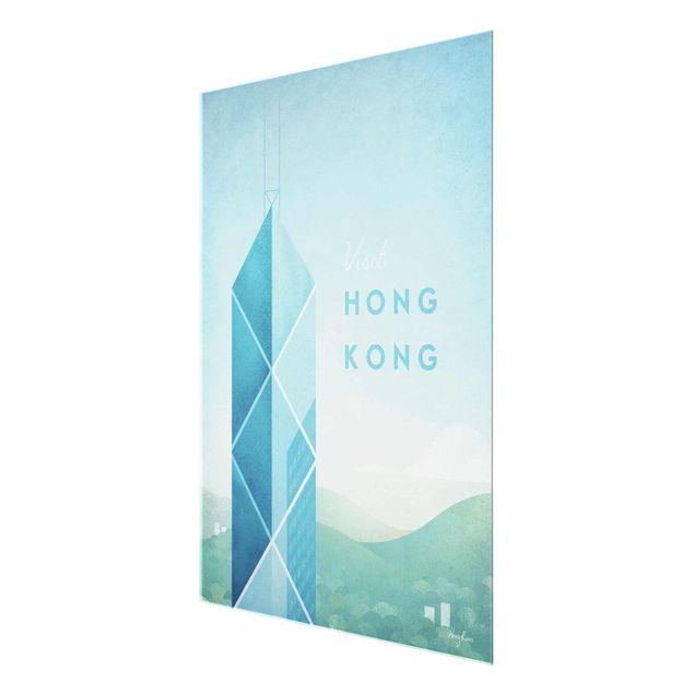Glasbild - Reiseposter - Hong Kong - Hochformat 4:3
