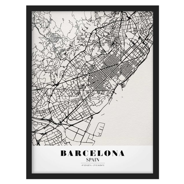 Wandbilder Stadtplan Barcelona - Klassik