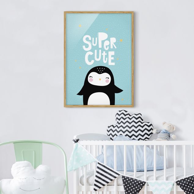 Gerahmte Bilder mit Sprüchen Super Cute Pinguin