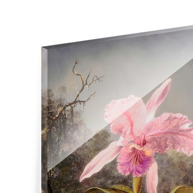 Wandbilder Martin Johnson Heade - Orchidee und drei Kolibris