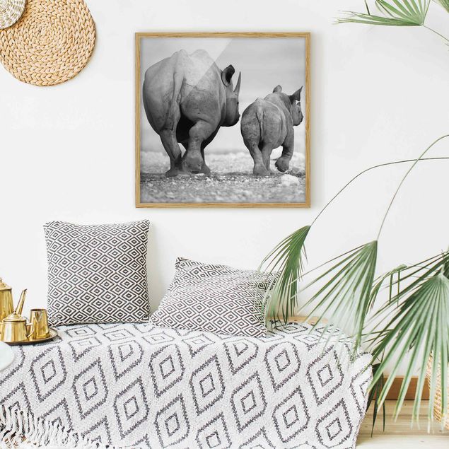 Gerahmte Bilder abstrakt Wandering Rhinos II