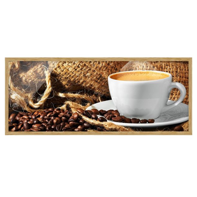 Bild mit Rahmen - Kaffee am Morgen - Panorama Querformat