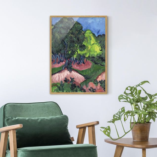 Gerahmte Bilder Natur Ernst Ludwig Kirchner - Landschaft mit Kastanienbaum