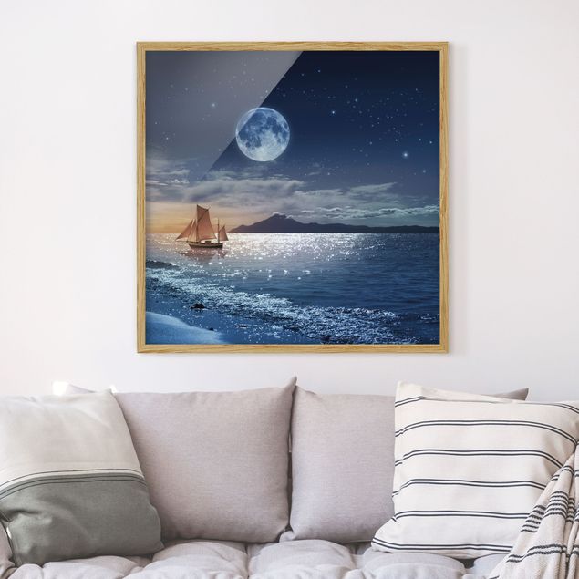 Bilder für die Wand Moon Night Sea