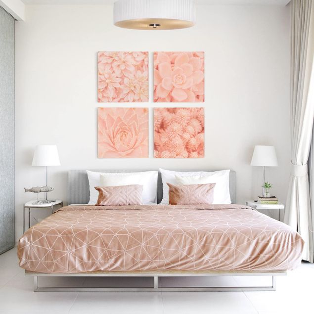 Moderne Leinwandbilder Wohnzimmer Rosa Blütenzauber