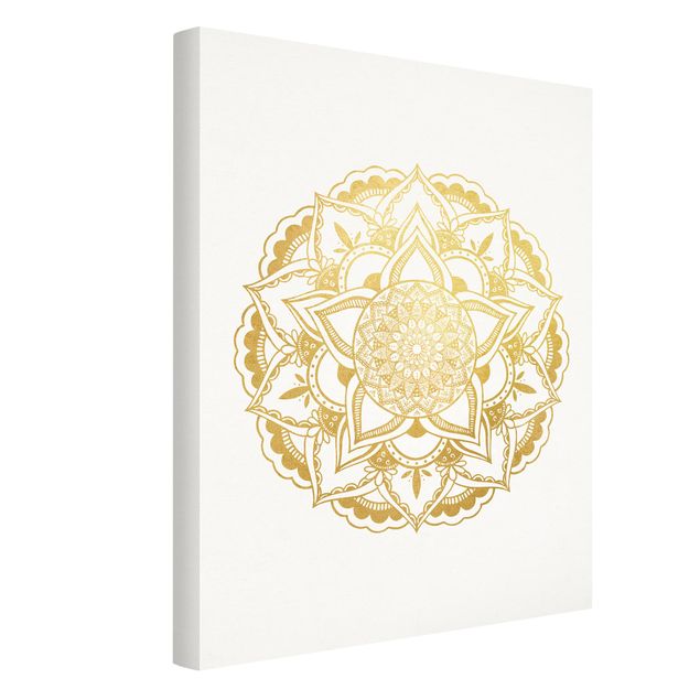 Leinwandbilder Mandala Illustration Ornament weiß gold