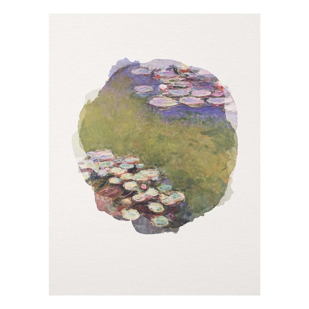 Glasbilder Pflanzen Wasserfarben - Claude Monet - Seerosen