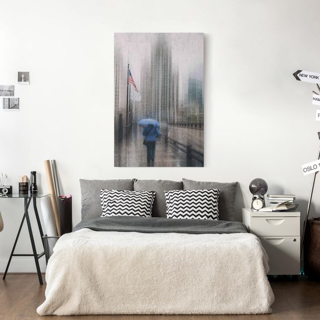 Moderne Leinwandbilder Wohnzimmer Verregnetes Chicago