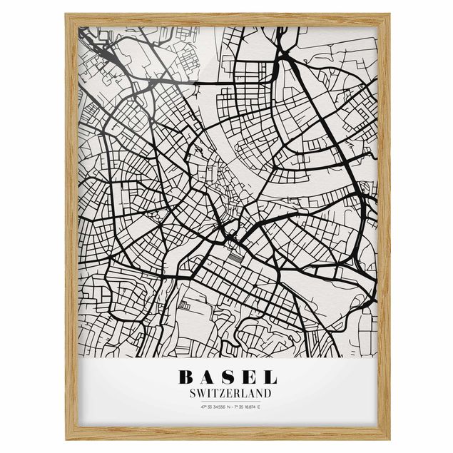 Wandbilder Stadtplan Basel - Klassik