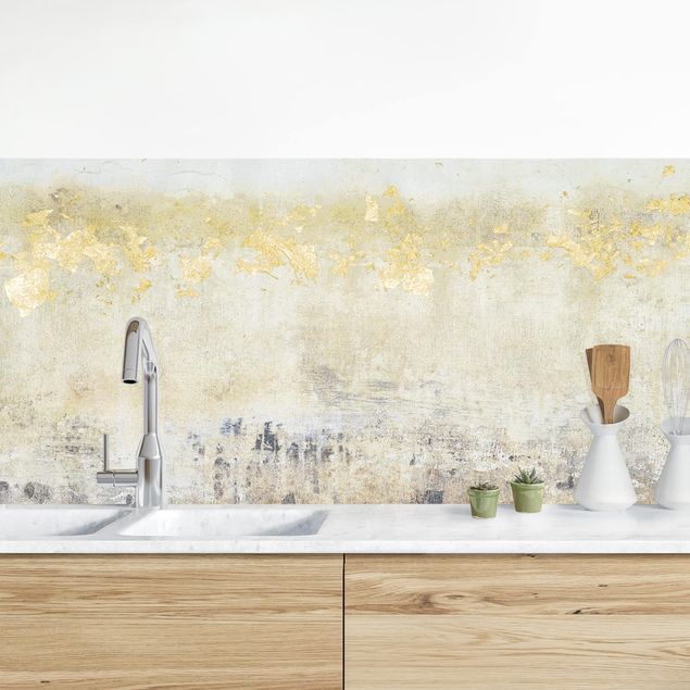 Küchenrückwand - Goldene Farbfelder I