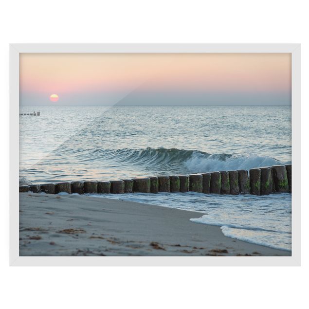 Bild mit Rahmen - Sonnenuntergang am Meer - Querformat 3:4
