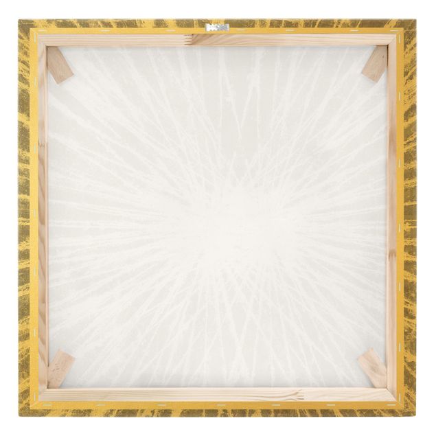 Leinwandbild Gold - Weiße Strahlen II - Quadrat 1:1