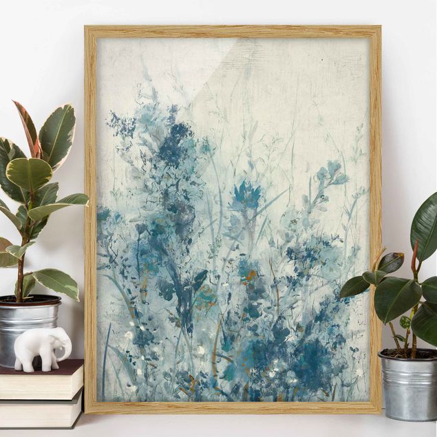 Blumen Bilder mit Rahmen Blaue Frühlingswiese I