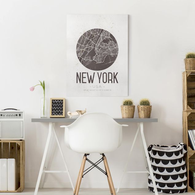 Wandbilder Sprüche Stadtplan New York - Retro