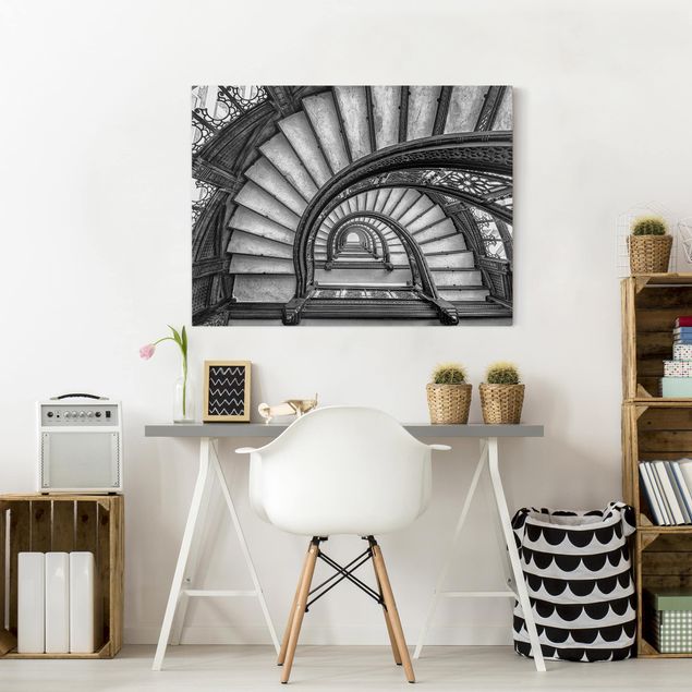 Leinwandbilder Schwarz-Weiß Chicagoer Treppenhaus