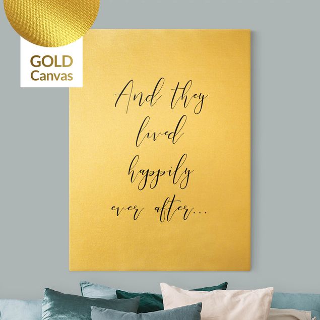 Leinwandbild Gold - And they lived happily ever after - Hochformat 3:4