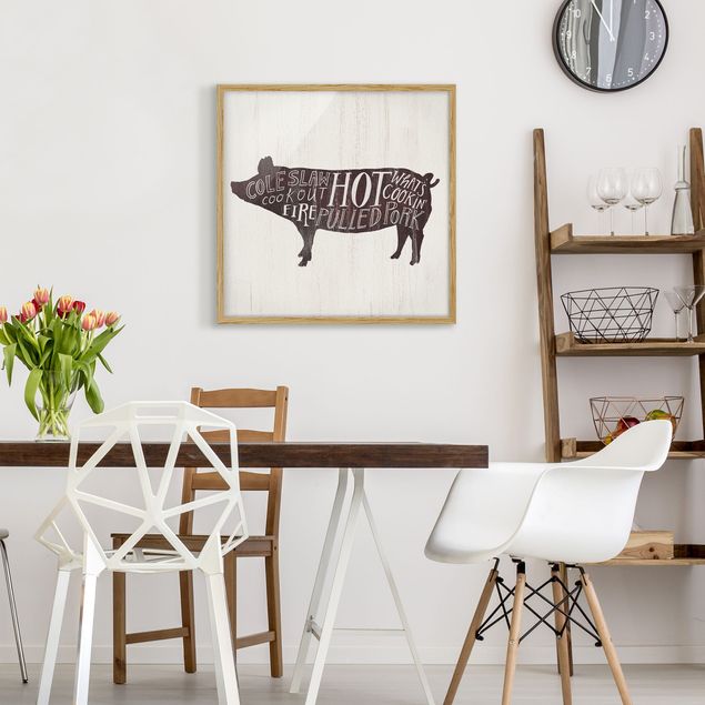 Bilder mit Rahmen Bauernhof BBQ - Schwein