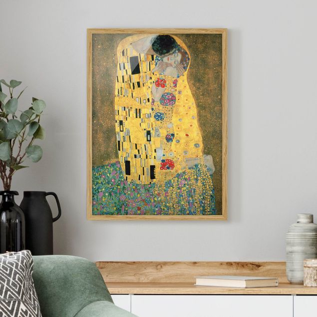 Kunstdruck Bilder mit Rahmen Gustav Klimt - Der Kuß