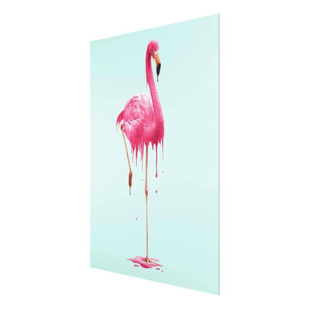 Glas Wandbilder Schmelzender Flamingo
