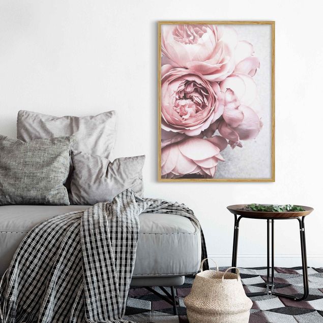 Schöne Wandbilder Rosa Pfingstrosenblüten Shabby Pastell