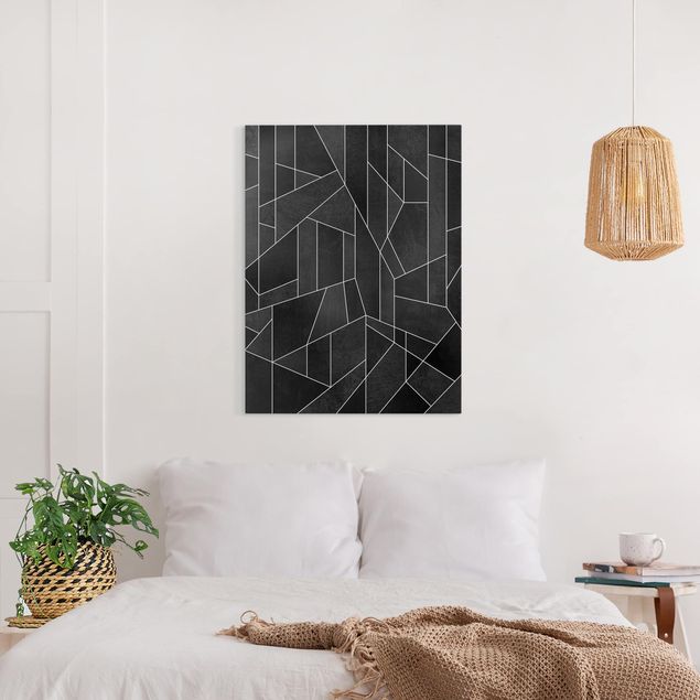 Wandbilder abstrakt Schwarz Weiß Geometrie Aquarell