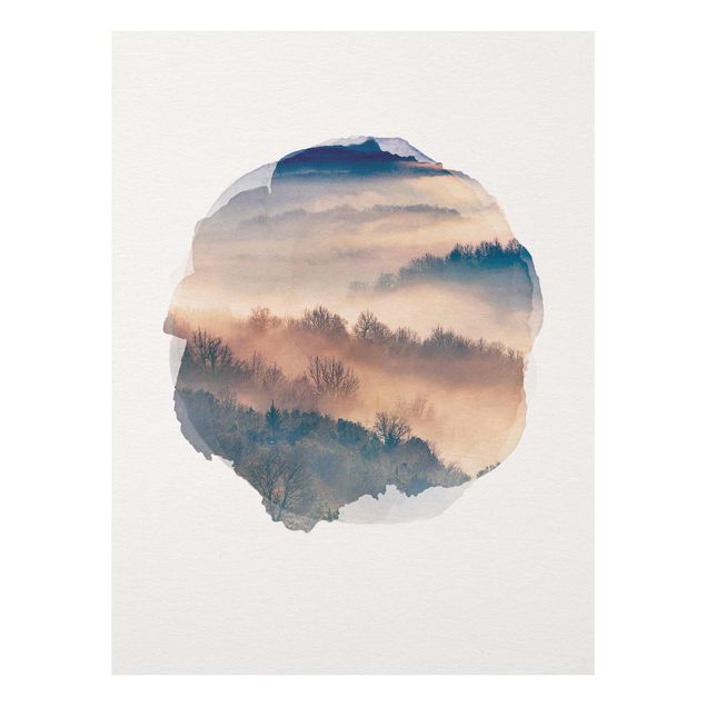 Bilder für die Wand Wasserfarben - Nebel bei Sonnenuntergang