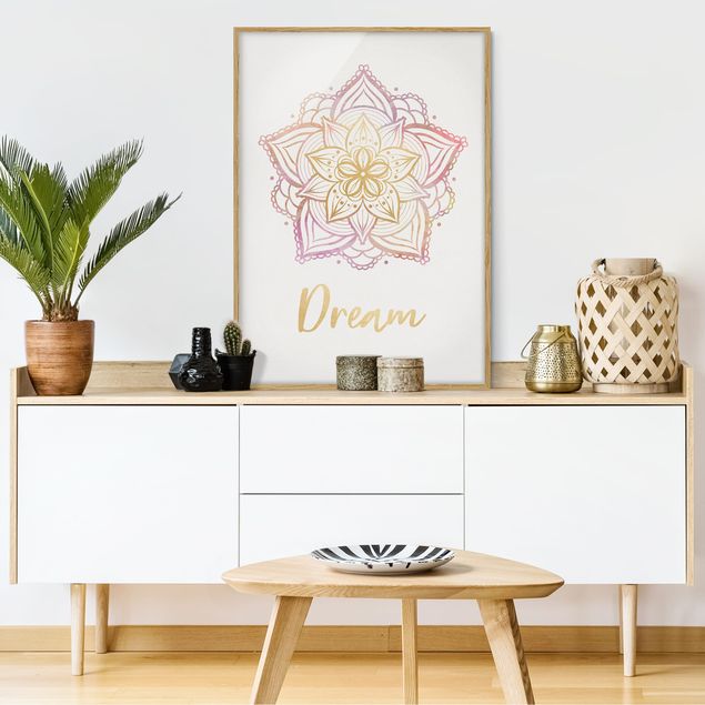 Wandbilder mit Rahmen Mandala Illustration Dream gold rosa