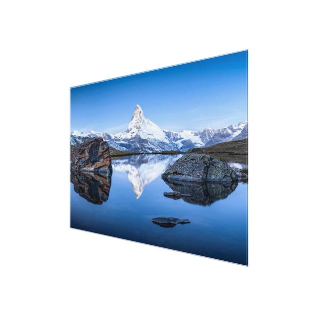 Glasbild - Stellisee vor dem Matterhorn - Querformat 4:3