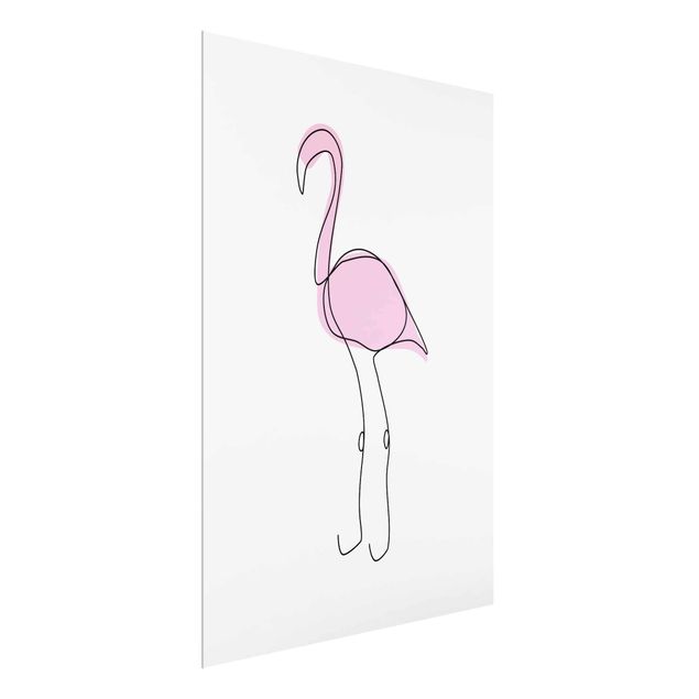 Glasbild - Flamingo Line Art - Hochformat 4:3