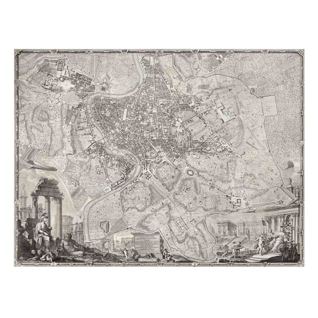 Wandbild Weltkarte Vintage Stadtplan Rom