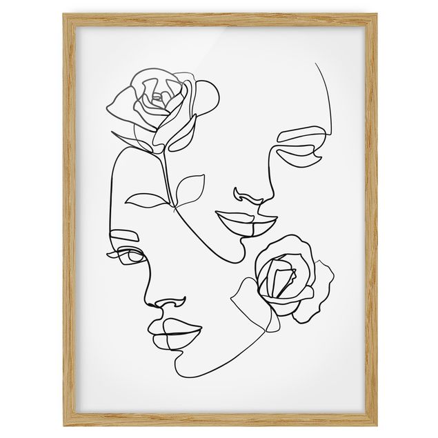 Blek Prints Kunstdrucke Line Art Gesichter Frauen Rosen Schwarz Weiß