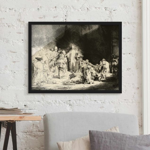 Bild mit Rahmen - Rembrandt van Rijn - Christus heilt die Kranken - Querformat 3:4
