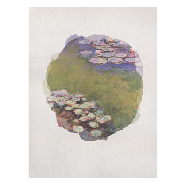 Leinwandbild - Wasserfarben - Claude Monet - Seerosen - Hochformat 4:3