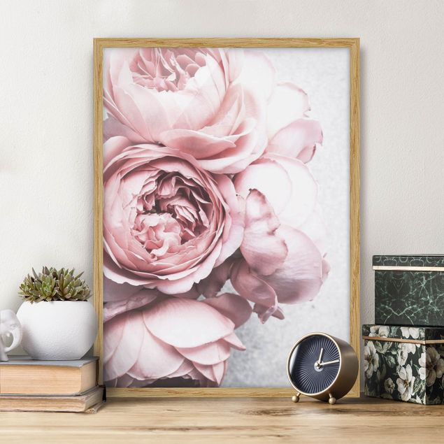 Bilder mit Rahmen Blumen Rosa Pfingstrosenblüten Shabby Pastell