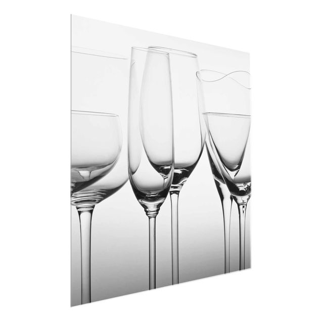 Glas Wandbilder Edle Gläser Schwarz-Weiß