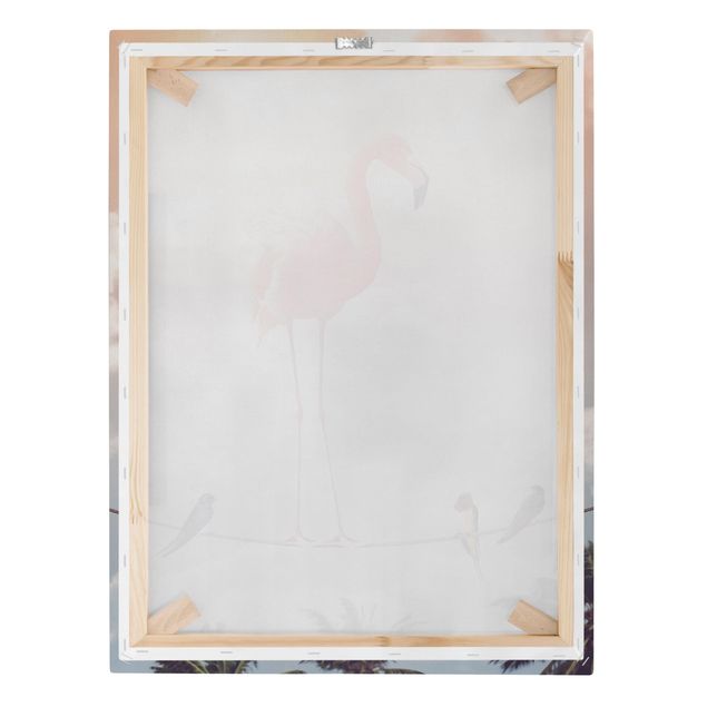 Wandbilder Wohnzimmer modern Himmel mit Flamingo