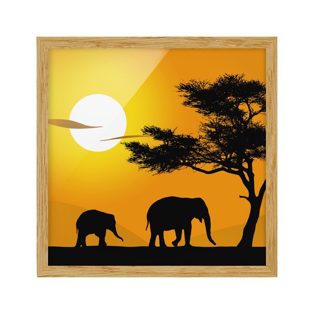 Wandbilder mit Rahmen African Elefant Walk