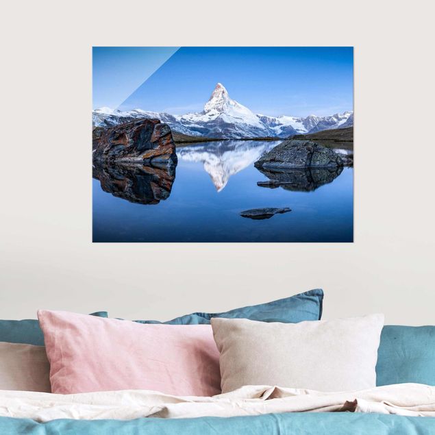 Glasbild - Stellisee vor dem Matterhorn - Querformat 4:3
