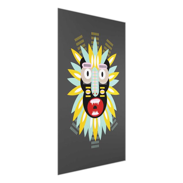 Glasbild - Collage Ethno Maske - King Kong - Hochformat 3:2