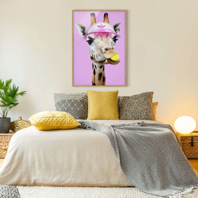 Schöne Wandbilder Giraffe beim Tennis