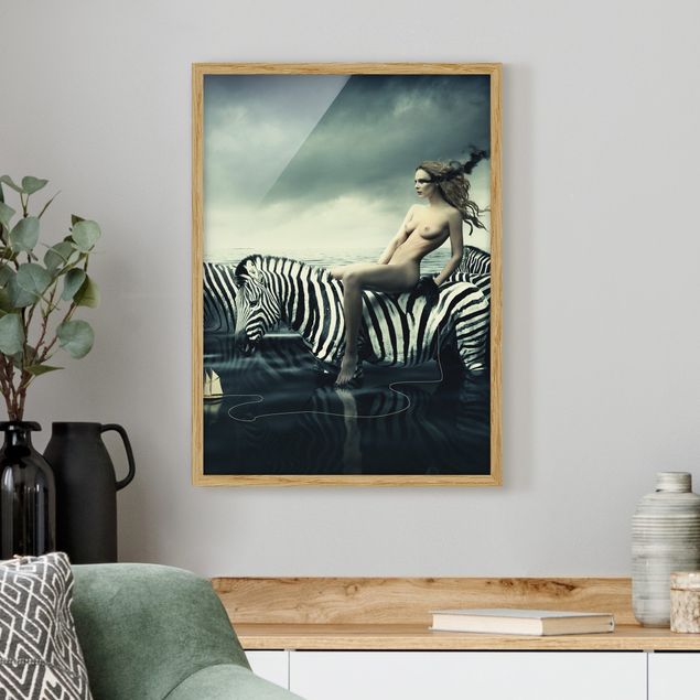 Wandbilder Tiere Frauenakt mit Zebras