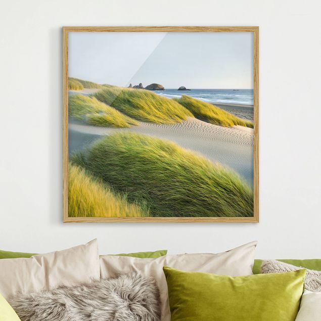 Landschaftsbilder mit Rahmen Dünen und Gräser am Meer