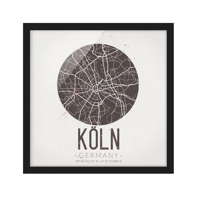 Schöne Wandbilder Stadtplan Köln - Retro