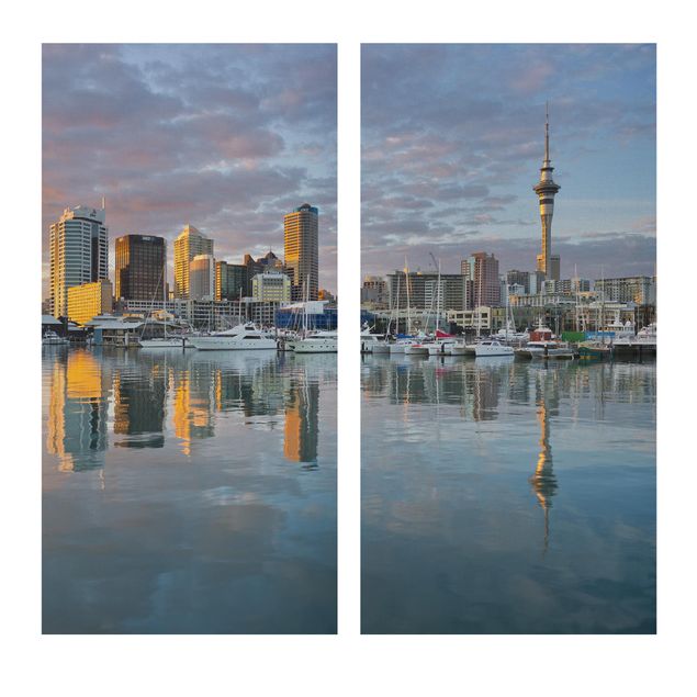 Bilder auf Leinwand Auckland Skyline Sonnenuntergang