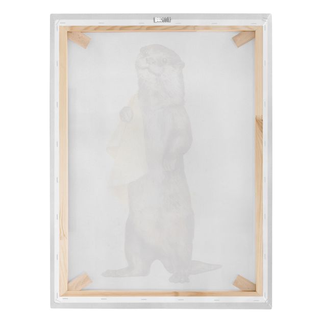 Schöne Wandbilder Illustration Otter mit Handtuch Malerei Weiß