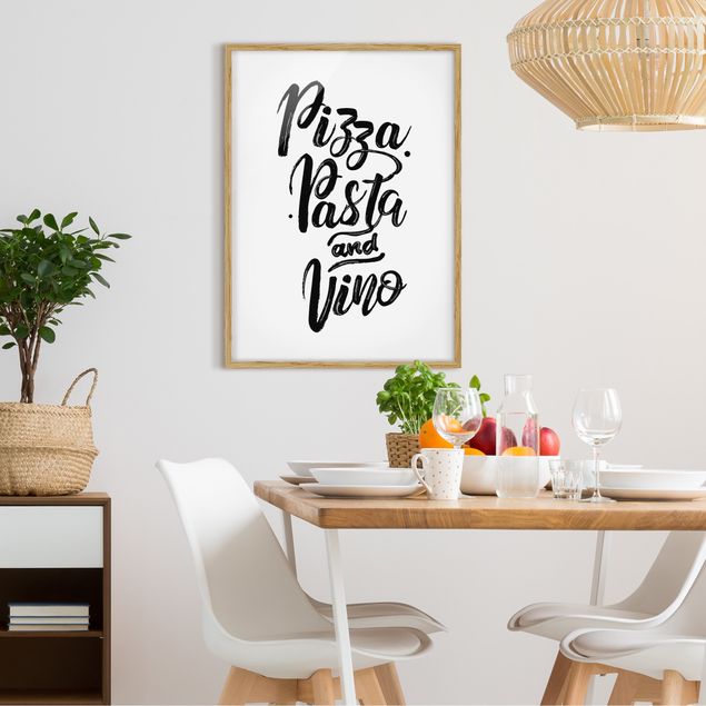 Pasta mit Vino Bilderwelten Pizza | im Hochformat Rahmen und Bild