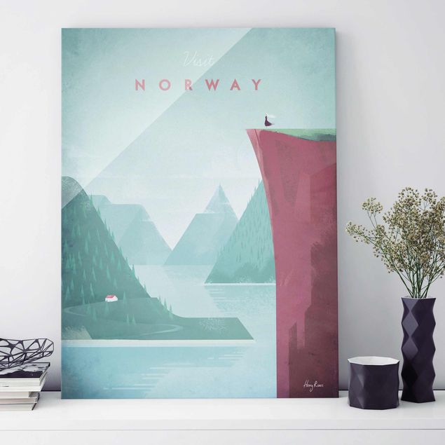 Wandbilder Glas XXL Reiseposter - Norwegen