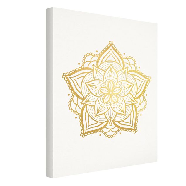 Bilder auf Leinwand Mandala Blüte Illustration weiß gold