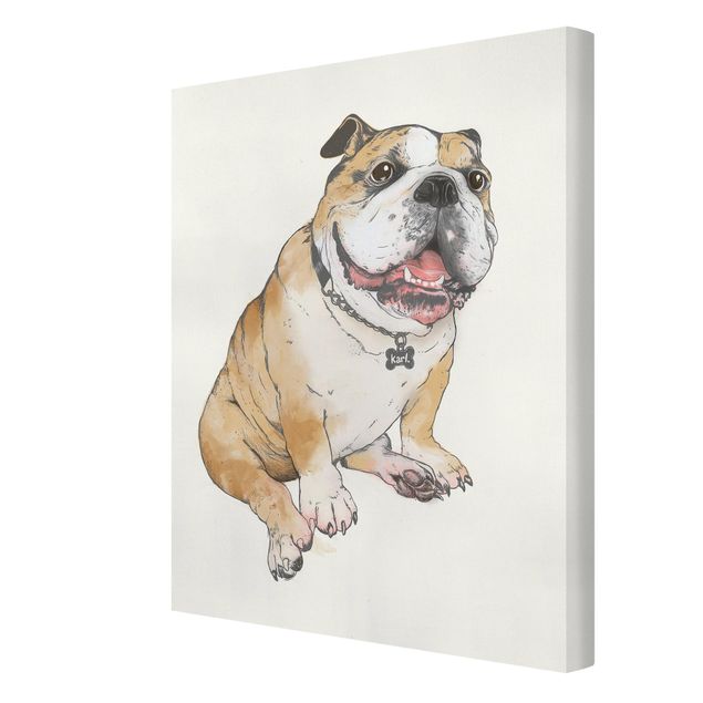 Tierbilder auf Leinwand Illustration Hund Bulldogge Malerei